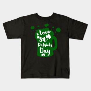 St Patrick's Day Irish Funny Clover Shamrock Beer Silhouette Kids T-Shirt